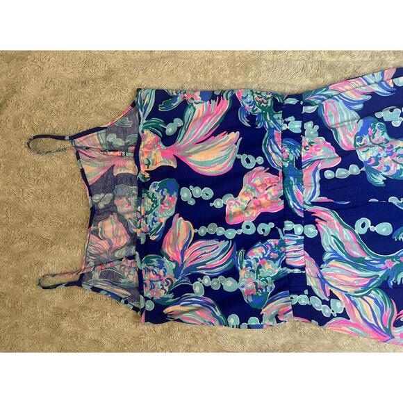 Lilly Pulitzer casual blue/multicolored fish Mini Melba jumpsuit Size XL (12-14) - Picture 9 of 9